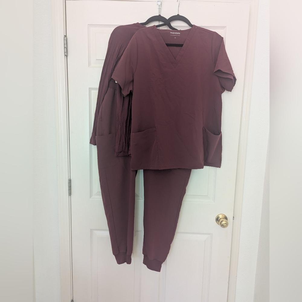 Mandala Maroon Scrubs Set With Underscrub Shirt